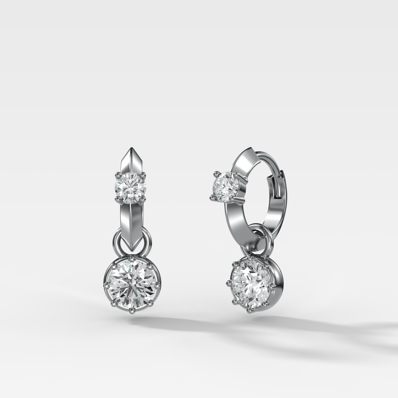 Knife Edge Huggies with Round Cut Diamond - GOODSTONE