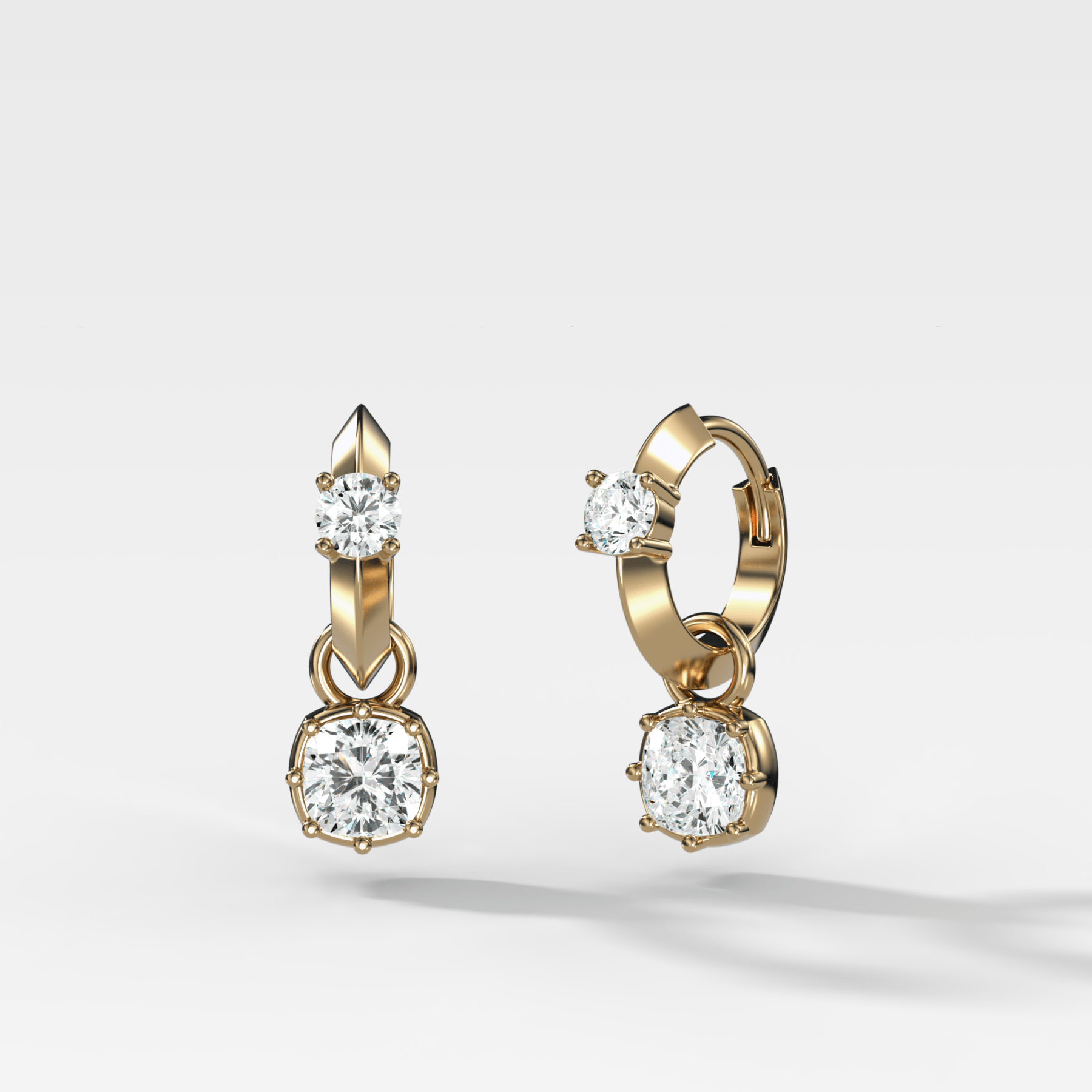 Knife Edge Huggies with Square Cushion Cut Diamonds - GOODSTONE