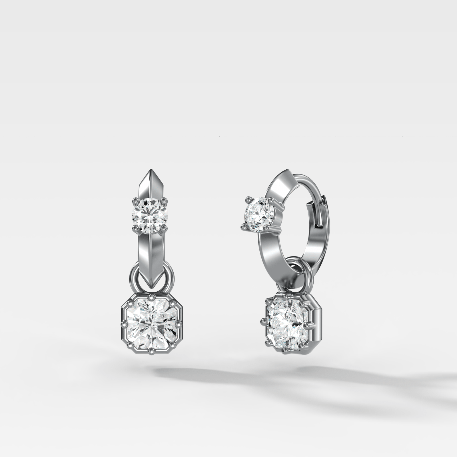 Knife Edge Huggies with Square Radiant Cut Diamonds - GOODSTONE