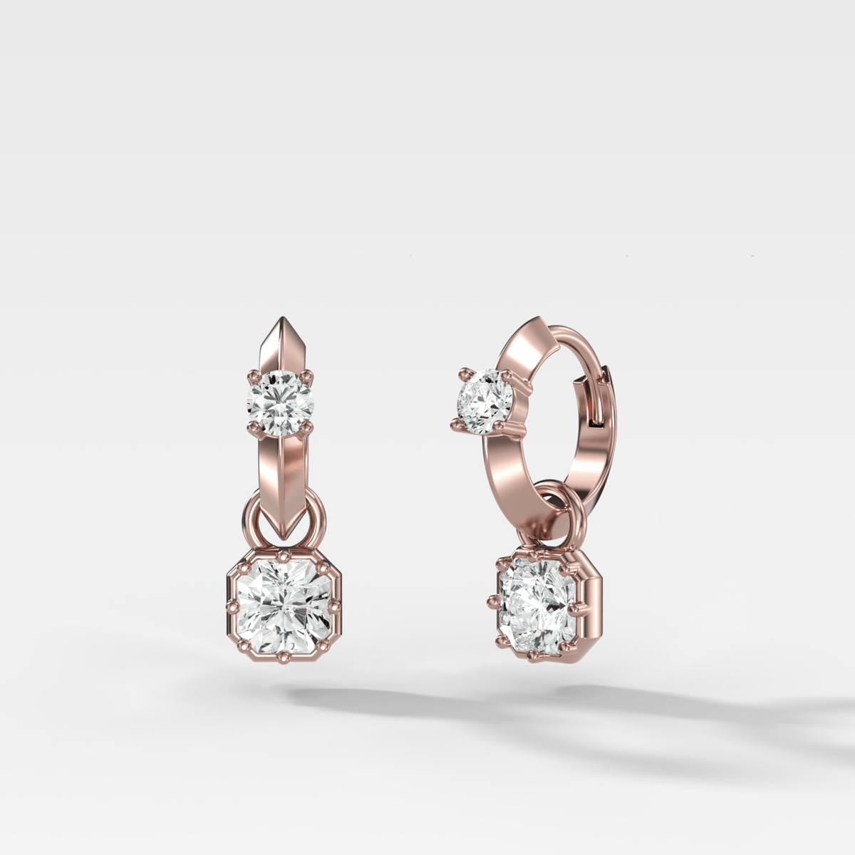 Knife Edge Huggies with Square Radiant Cut Diamonds - GOODSTONE