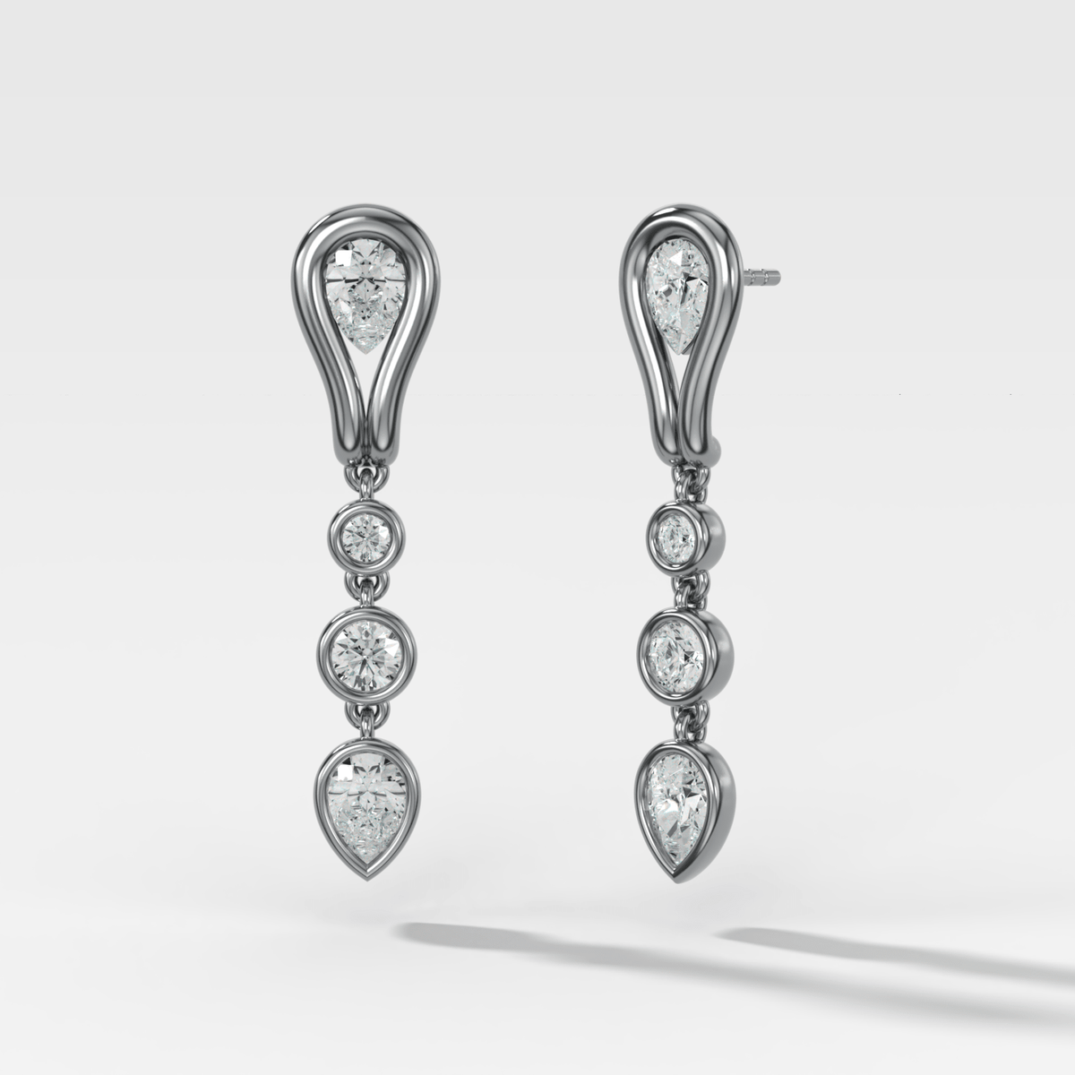 Lasso Diamond Drop Earrings with Pear Cut Diamonds - GOODSTONE