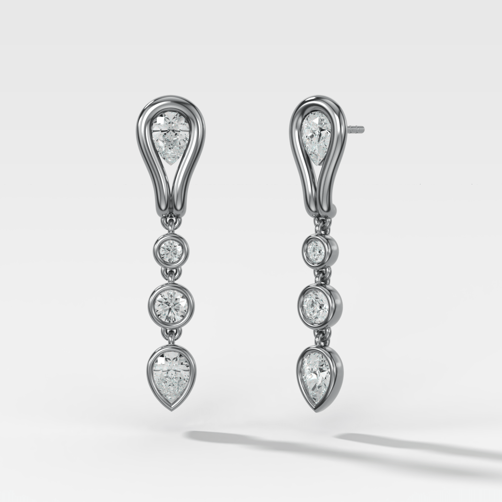 Lasso Diamond Drop Earrings with Pear Cut Diamonds - GOODSTONE