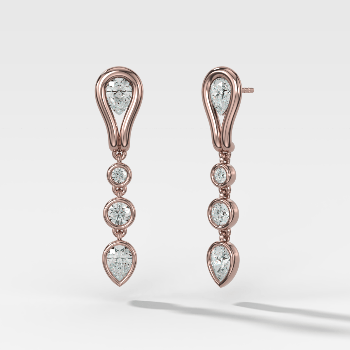 Lasso Diamond Drop Earrings with Pear Cut Diamonds - GOODSTONE