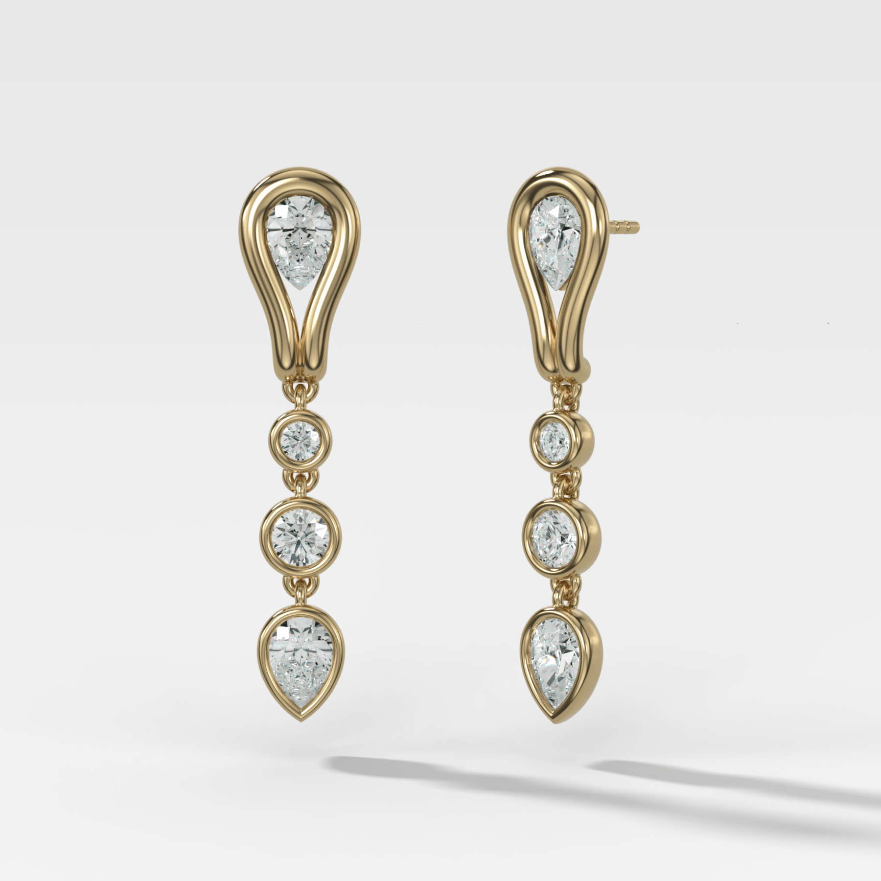 Lasso Diamond Drop Earrings with Pear Cut Diamonds - GOODSTONE