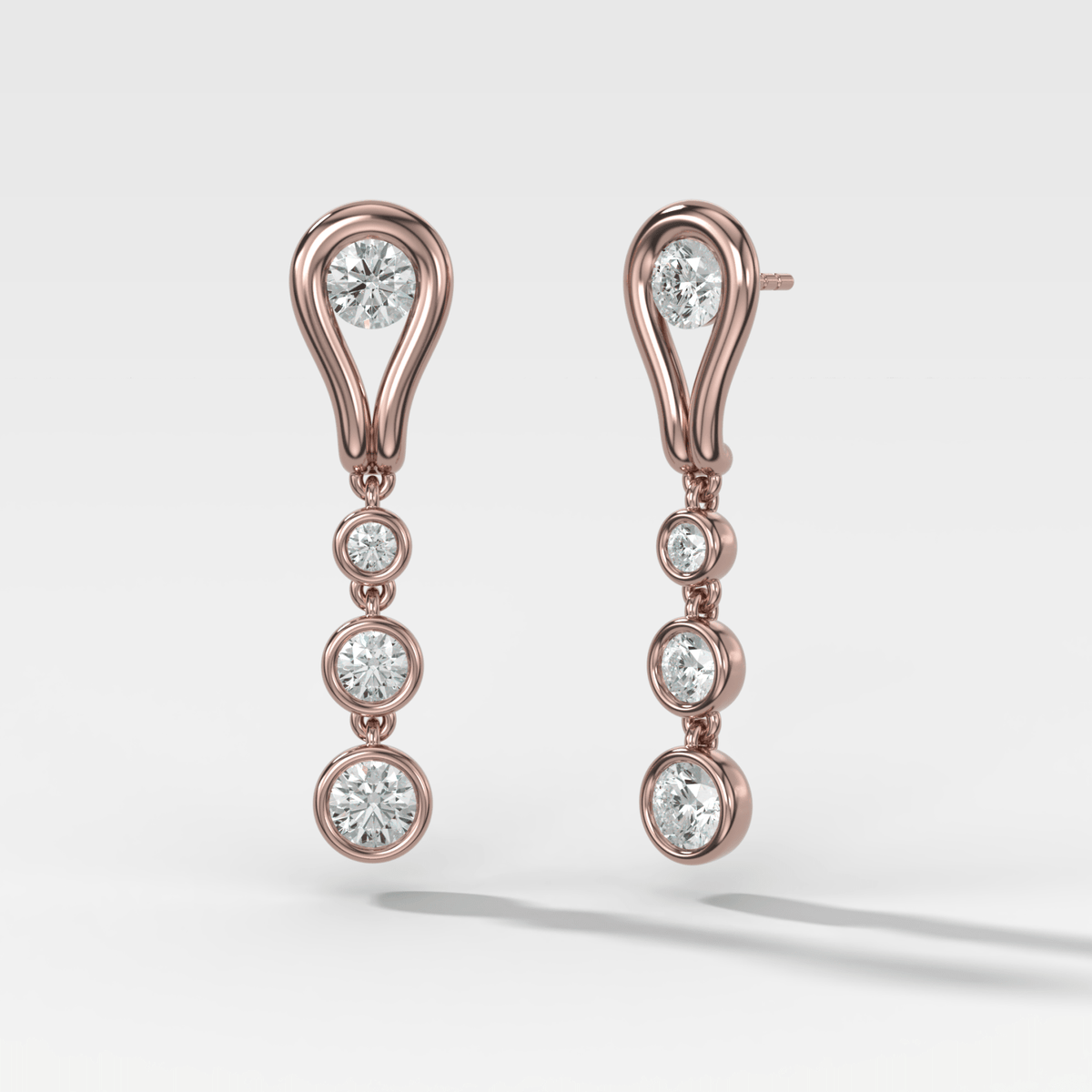 Lasso Diamond Drop Earrings with Round Cut Diamonds - GOODSTONE