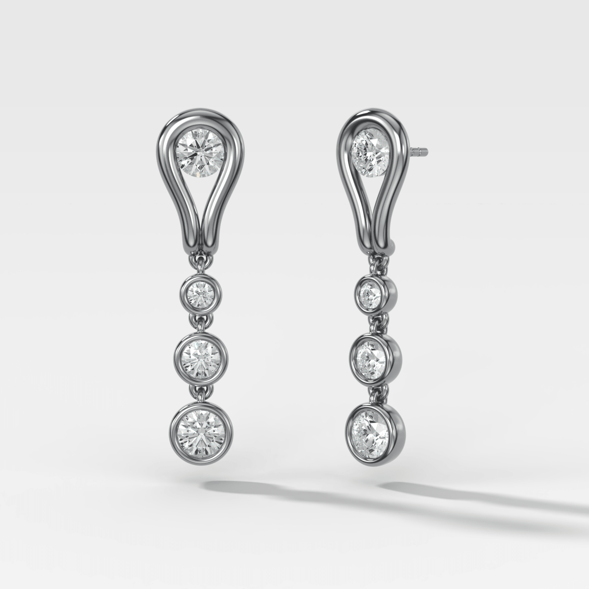 Lasso Diamond Drop Earrings with Round Cut Diamonds - GOODSTONE