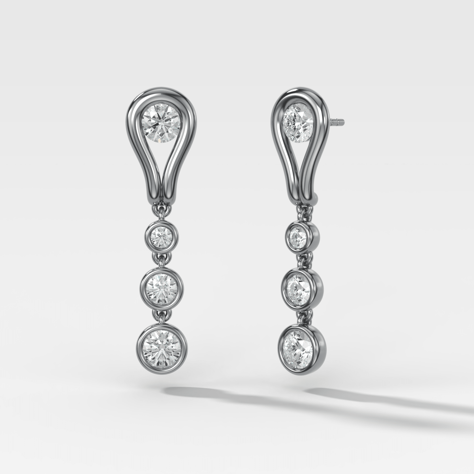 Lasso Diamond Drop Earrings with Round Cut Diamonds - GOODSTONE
