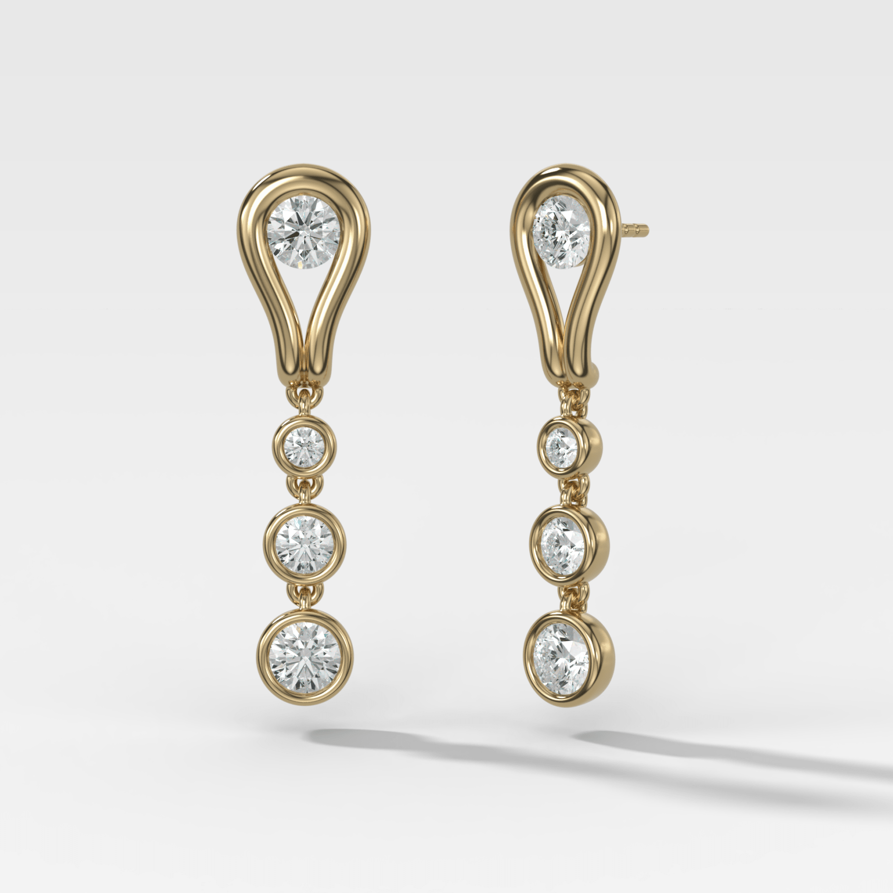 Lasso Diamond Drop Earrings with Round Cut Diamonds - GOODSTONE
