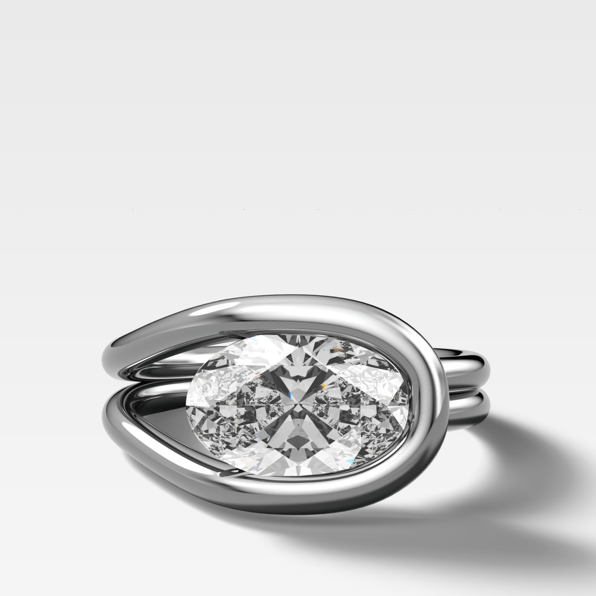 Lasso Engagement Ring with 2.25ct Oval Cut Lab Grown Diamond - GOODSTONE