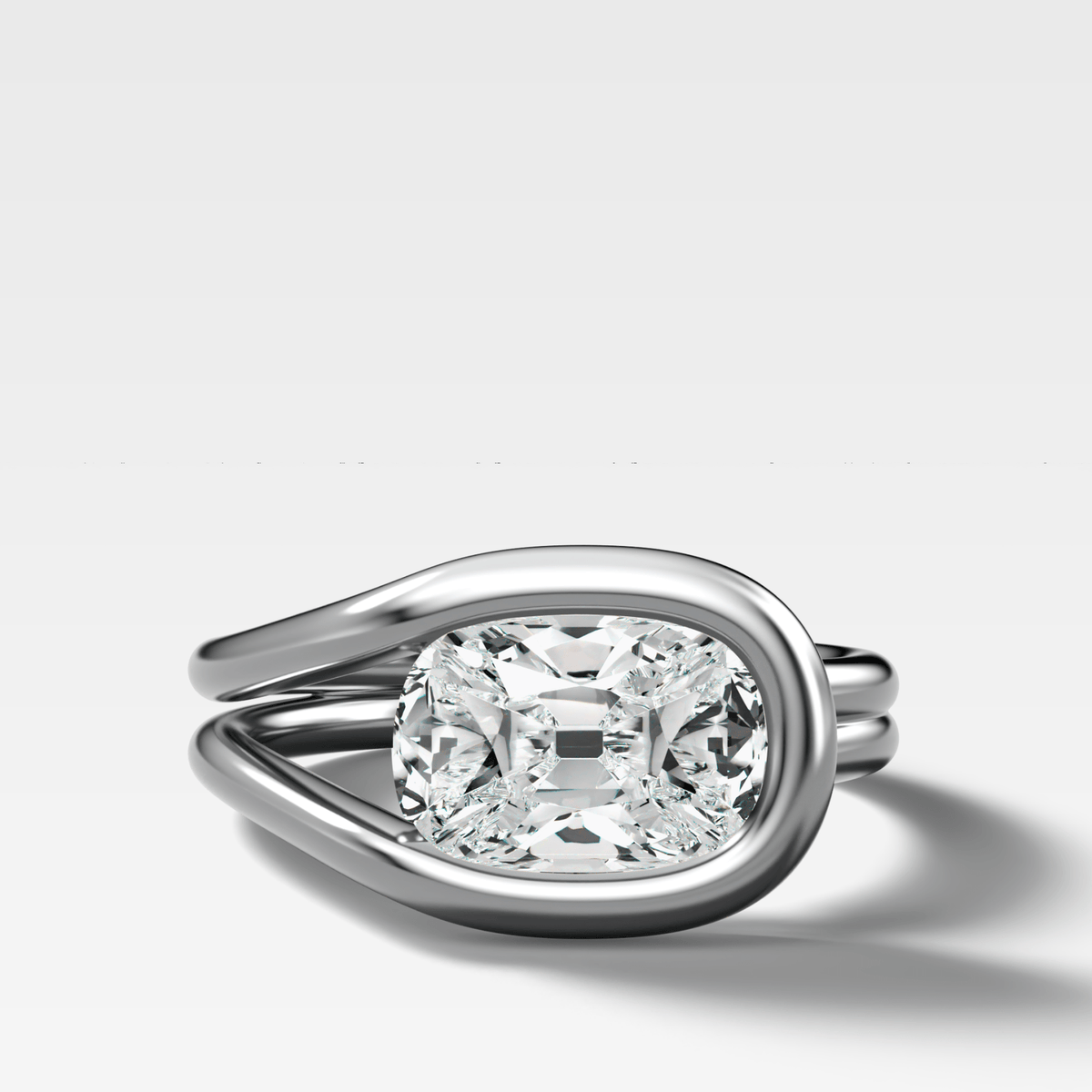 Lasso Engagement Ring with Elongated Old Mine Cut Diamond - GOODSTONE