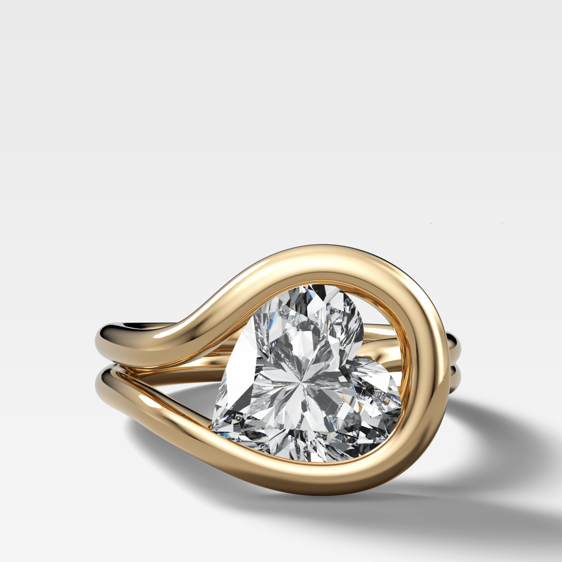 Lasso Engagement Ring with Tilted Heart Cut Diamond - GOODSTONE