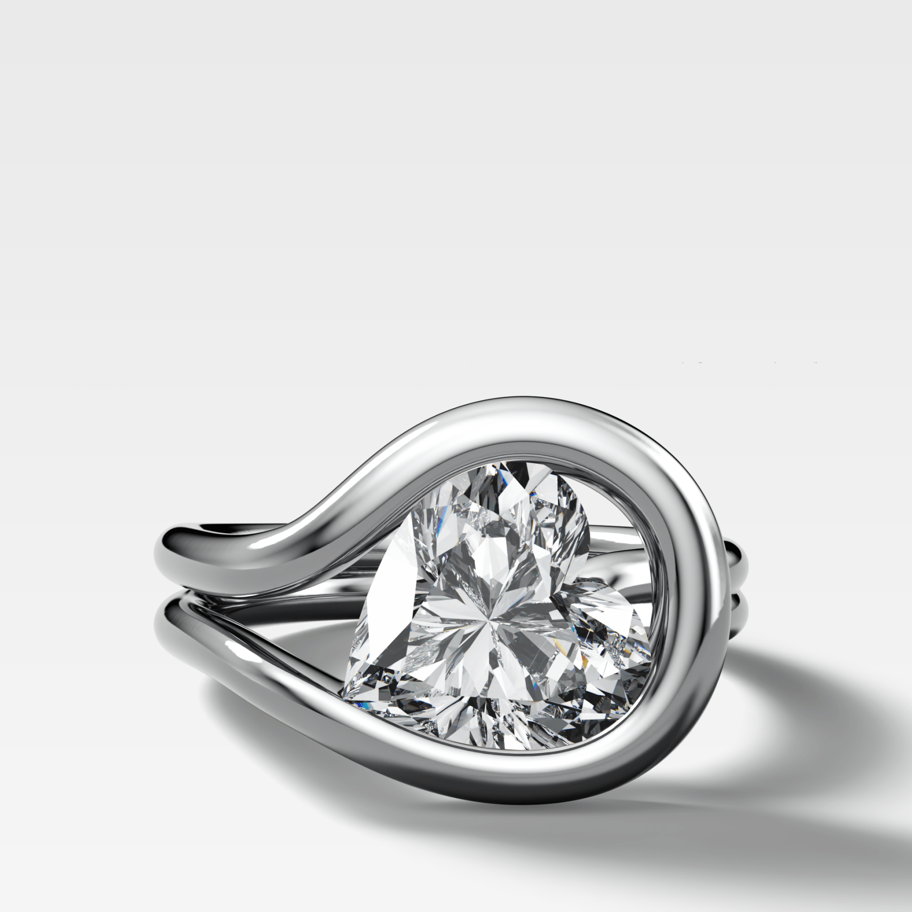 Lasso Engagement Ring with Tilted Heart Cut Diamond - GOODSTONE