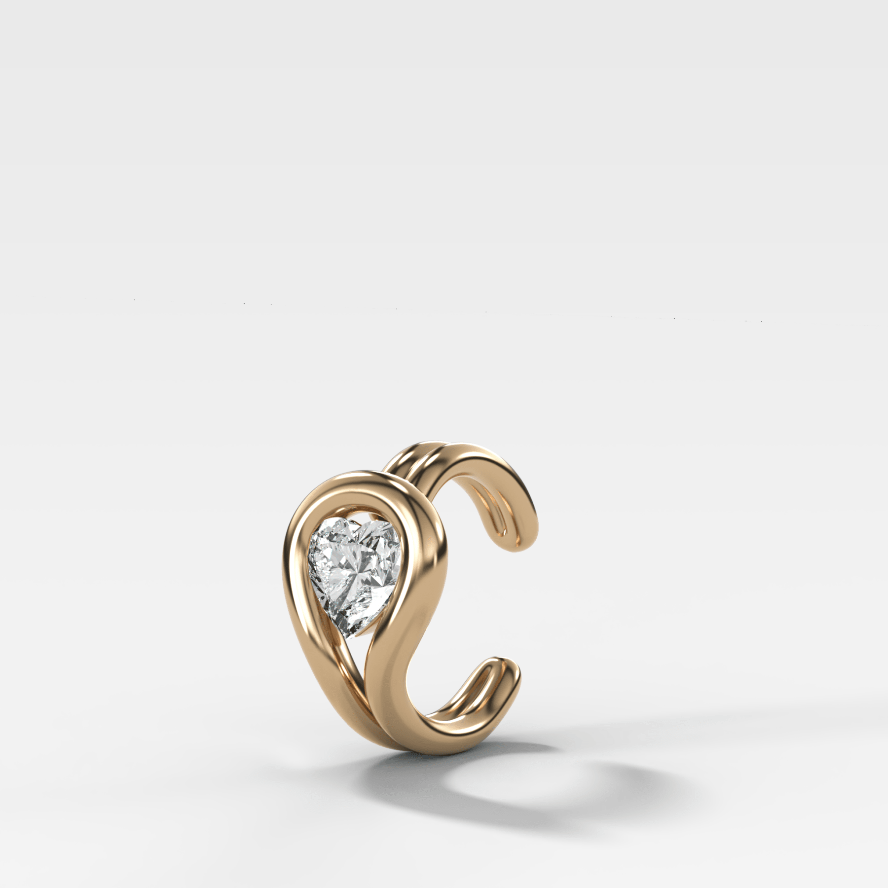 Lasso Heart Diamond Ear Cuff Single - GOODSTONE