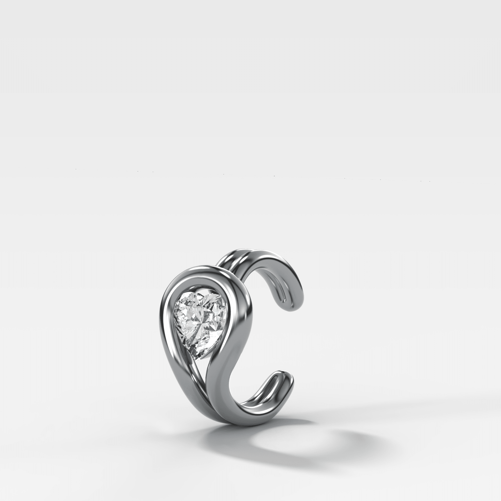 Lasso Heart Diamond Ear Cuff Single - GOODSTONE