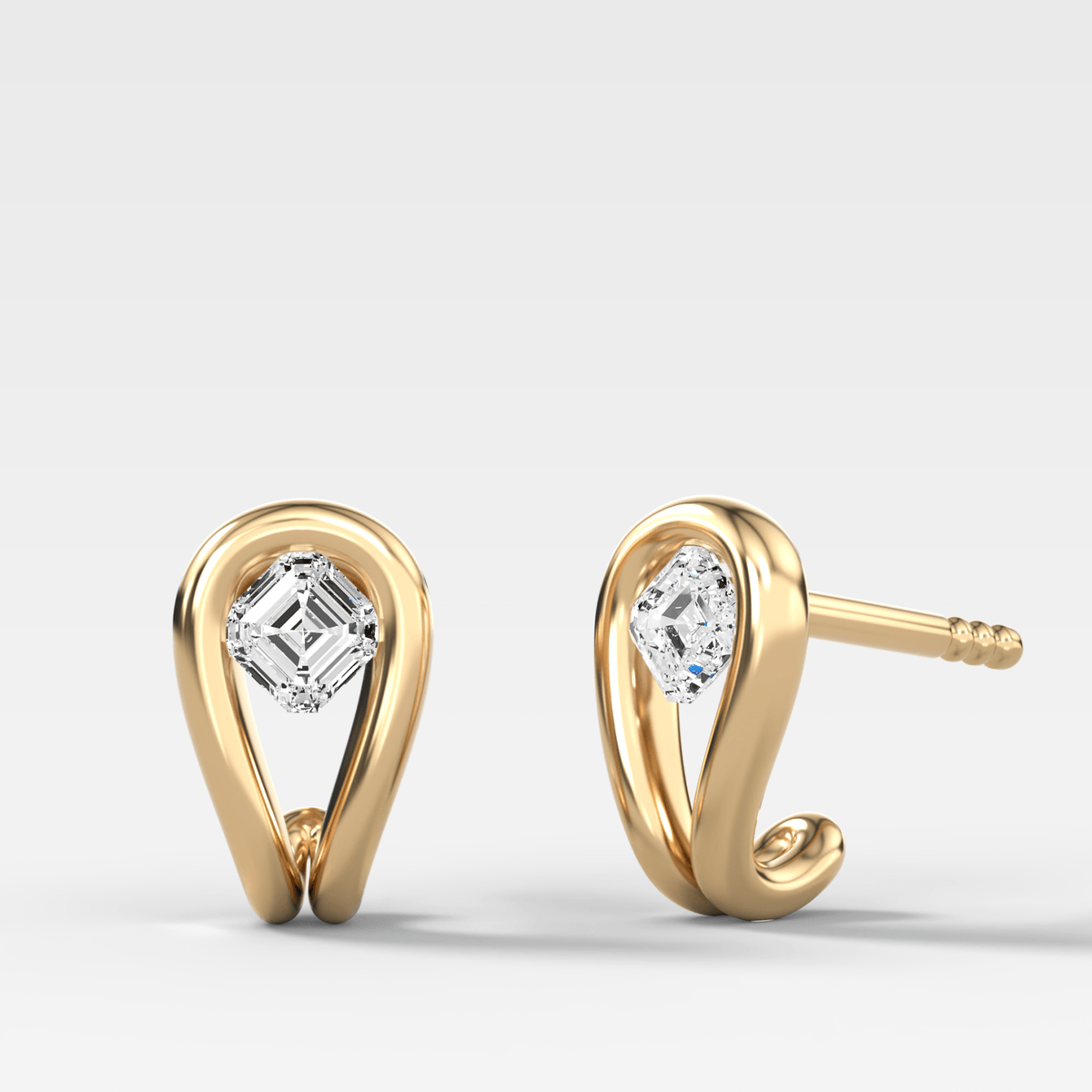 Lasso Huggies with Asscher Cut Diamonds - GOODSTONE