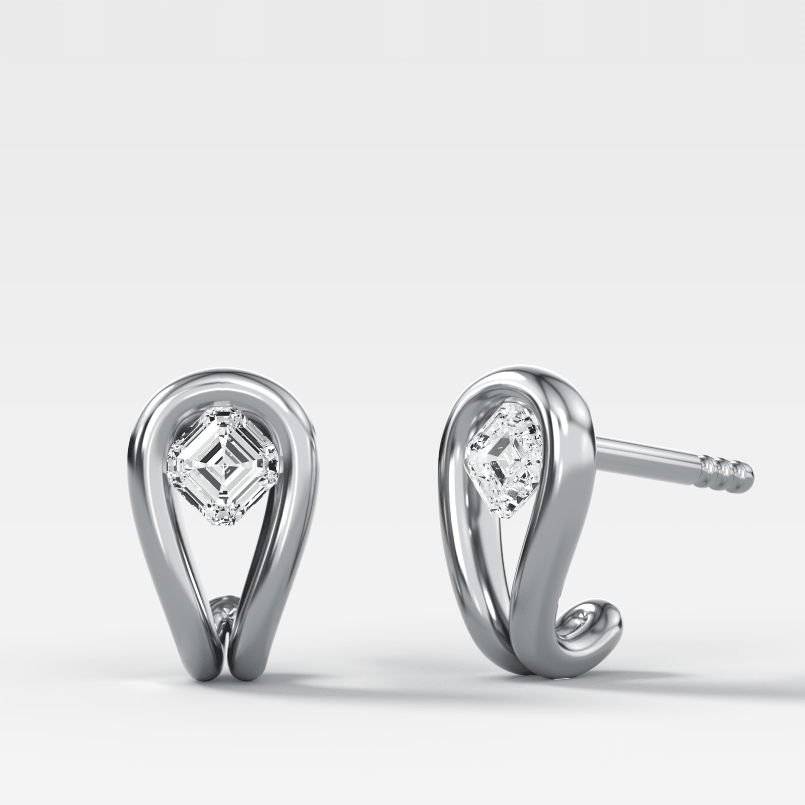 Lasso Huggies with Asscher Cut Diamonds - GOODSTONE