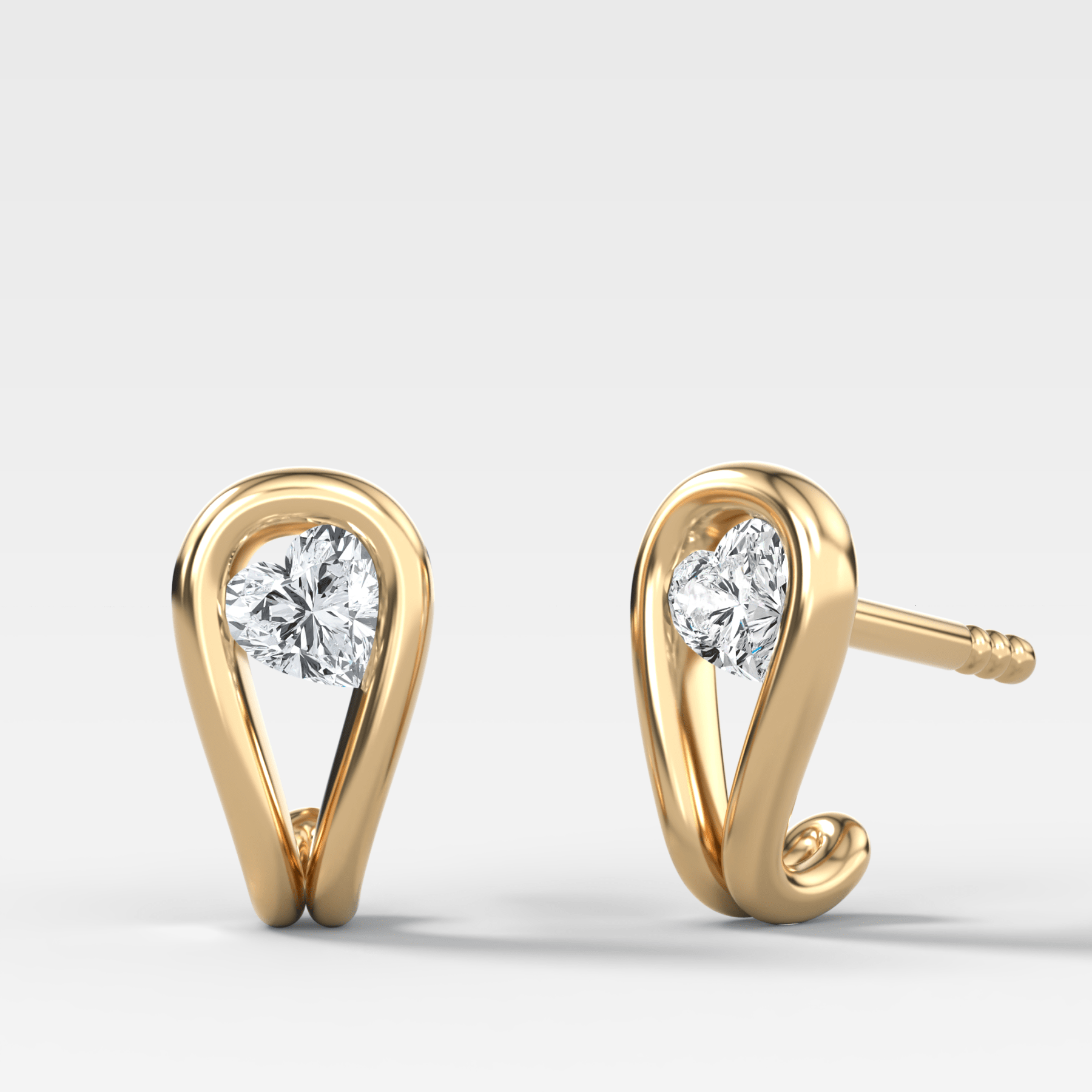 Lasso Huggies with Heart Cut Diamonds - GOODSTONE