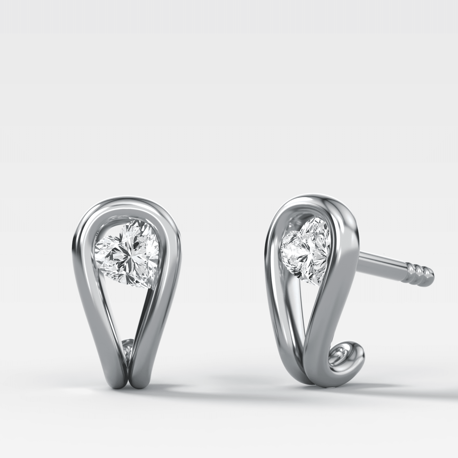 Lasso Huggies with Heart Cut Diamonds - GOODSTONE