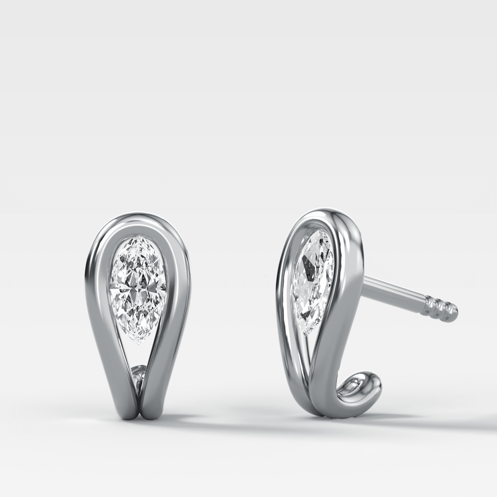 Lasso Huggies with Marquise Cut Diamonds - GOODSTONE