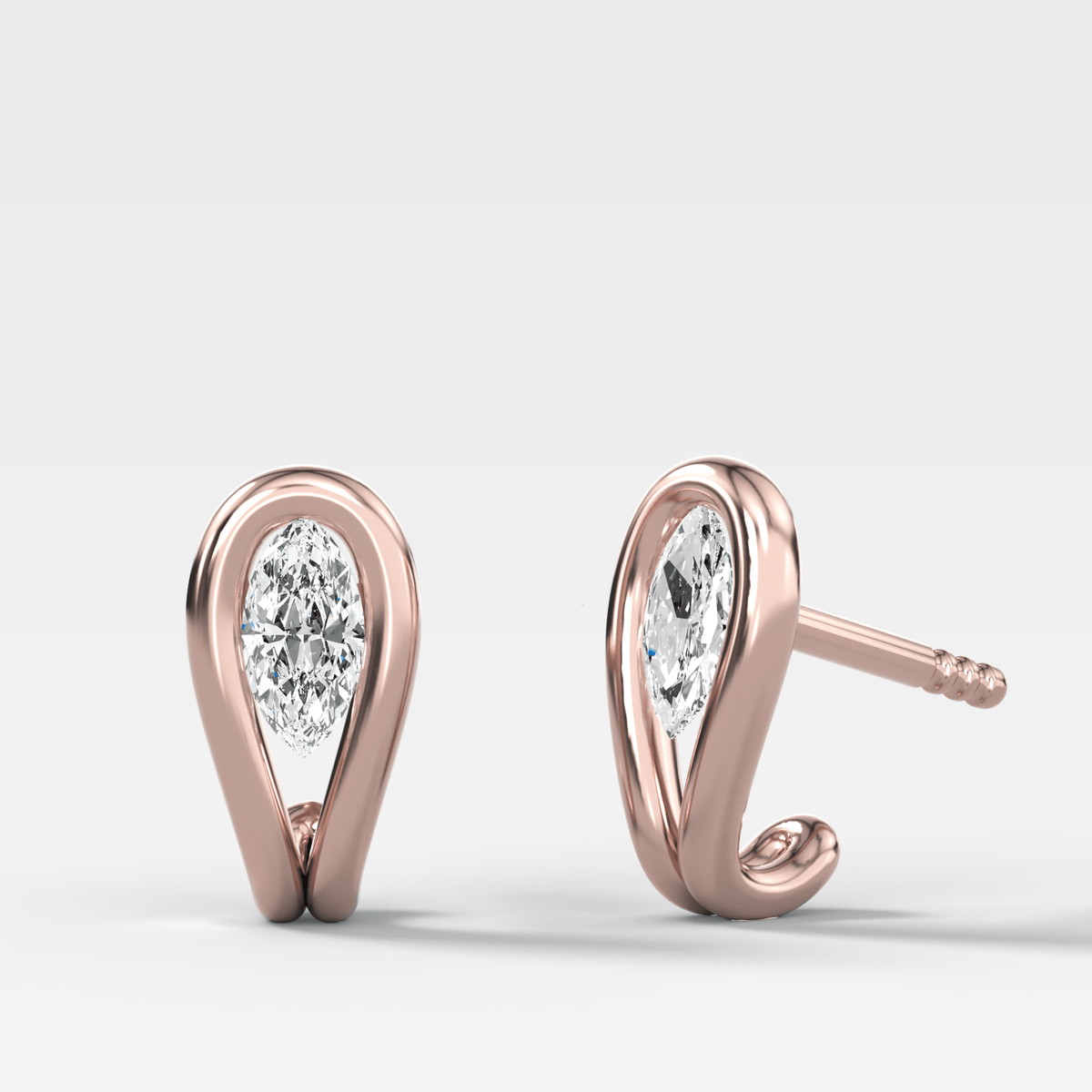 Lasso Huggies with Marquise Cut Diamonds - GOODSTONE