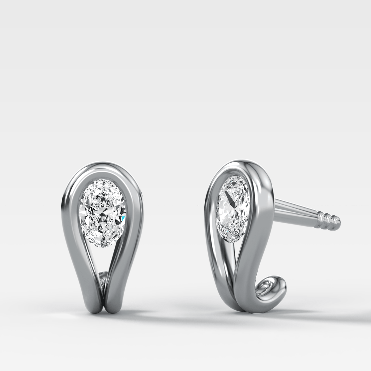 Lasso Huggies with Oval Cut Diamonds - GOODSTONE