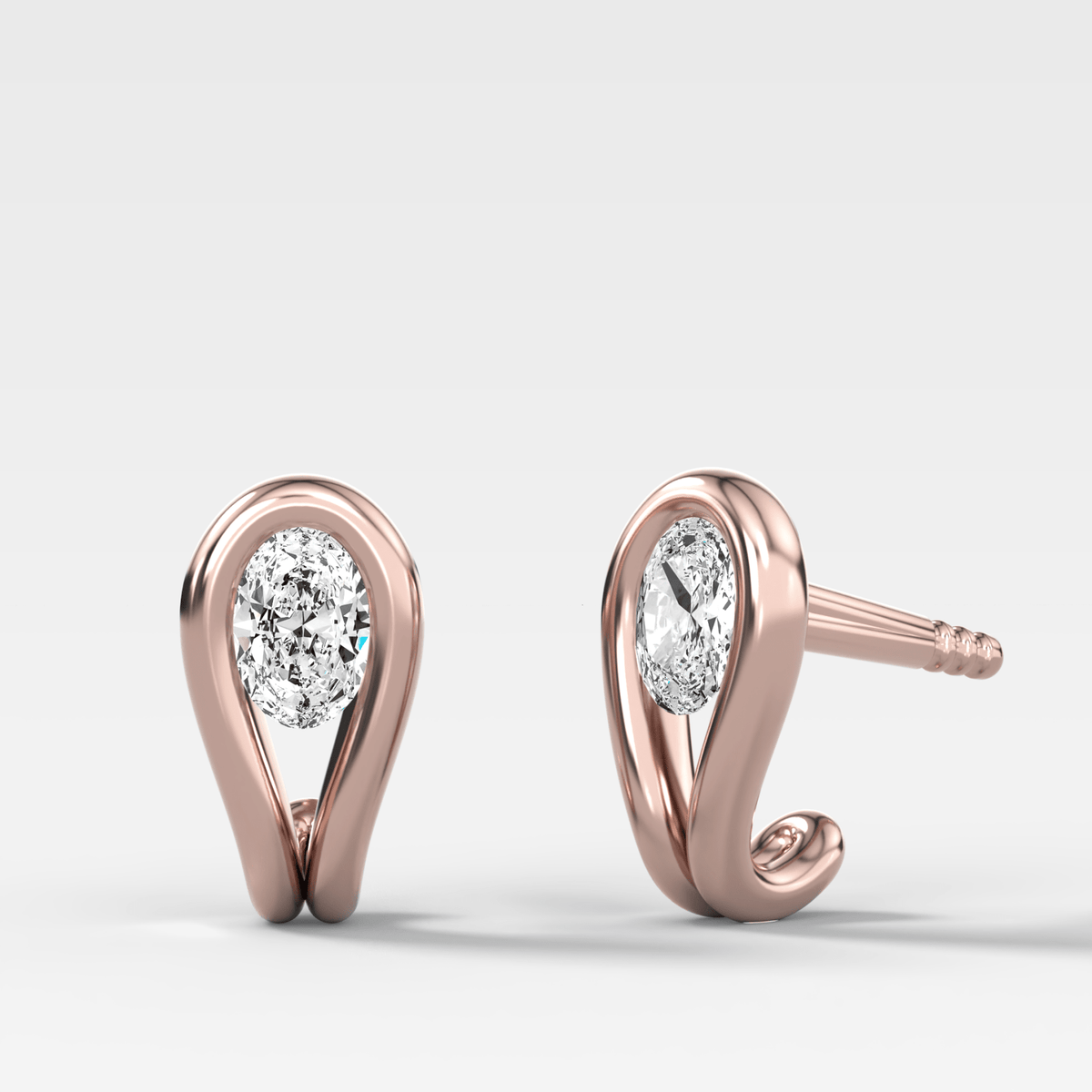 Lasso Huggies with Oval Cut Diamonds - GOODSTONE