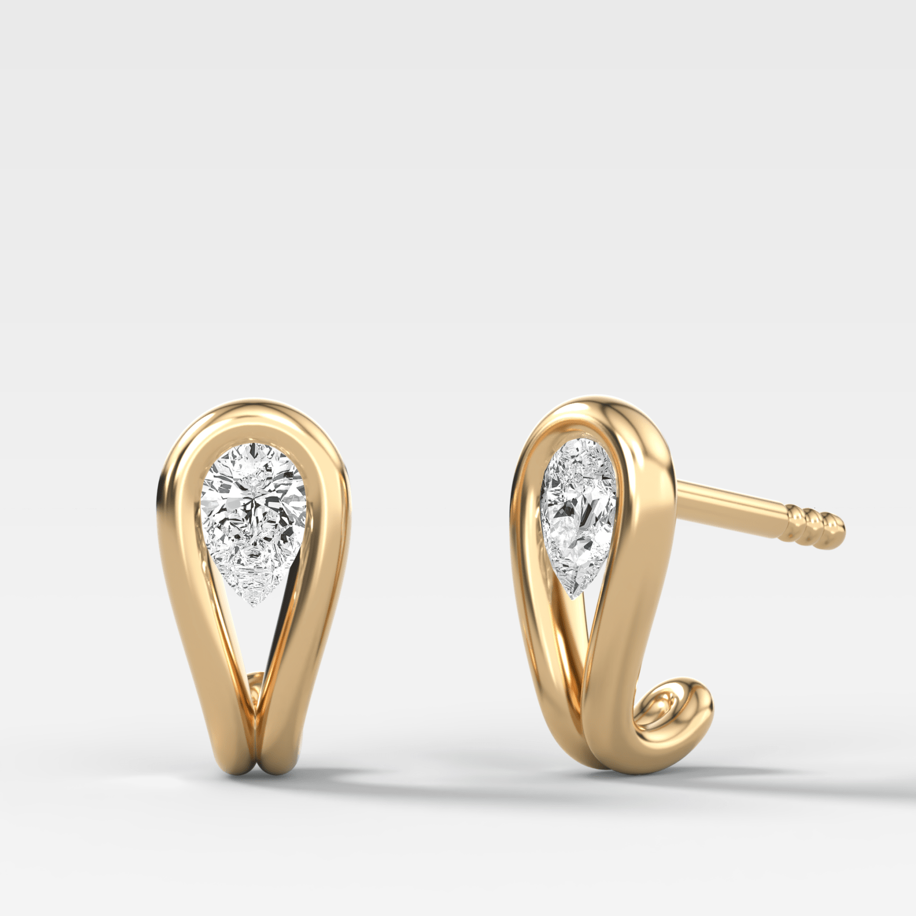Lasso Huggies with Pear Cut Diamonds - GOODSTONE