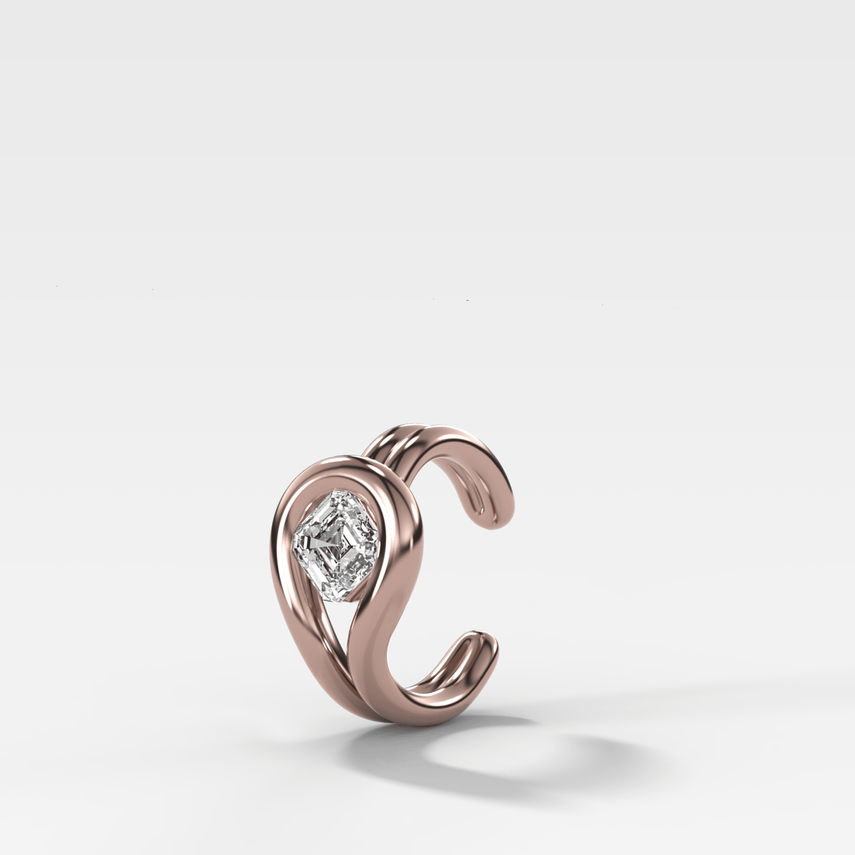 Lasso Tilted Asscher Diamond Ear Cuff Single - GOODSTONE