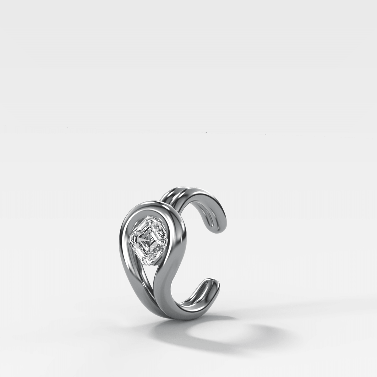 Lasso Tilted Asscher Diamond Ear Cuff Single - GOODSTONE