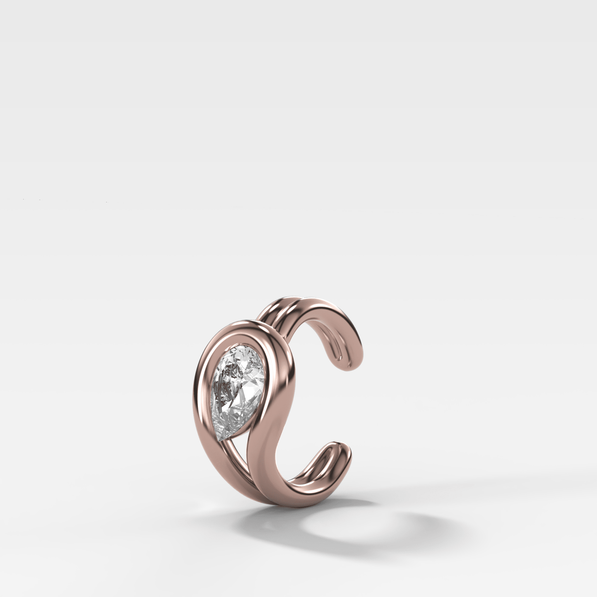 Lasso Tilted Pear Diamond Ear Cuff Single - GOODSTONE