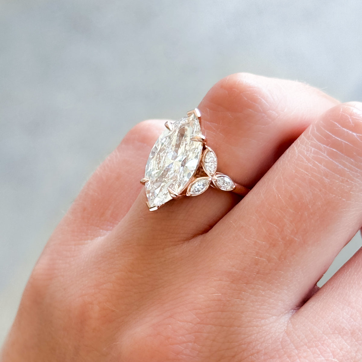 Laurel Engagement  Ring With North South Marquise Cut Diamond