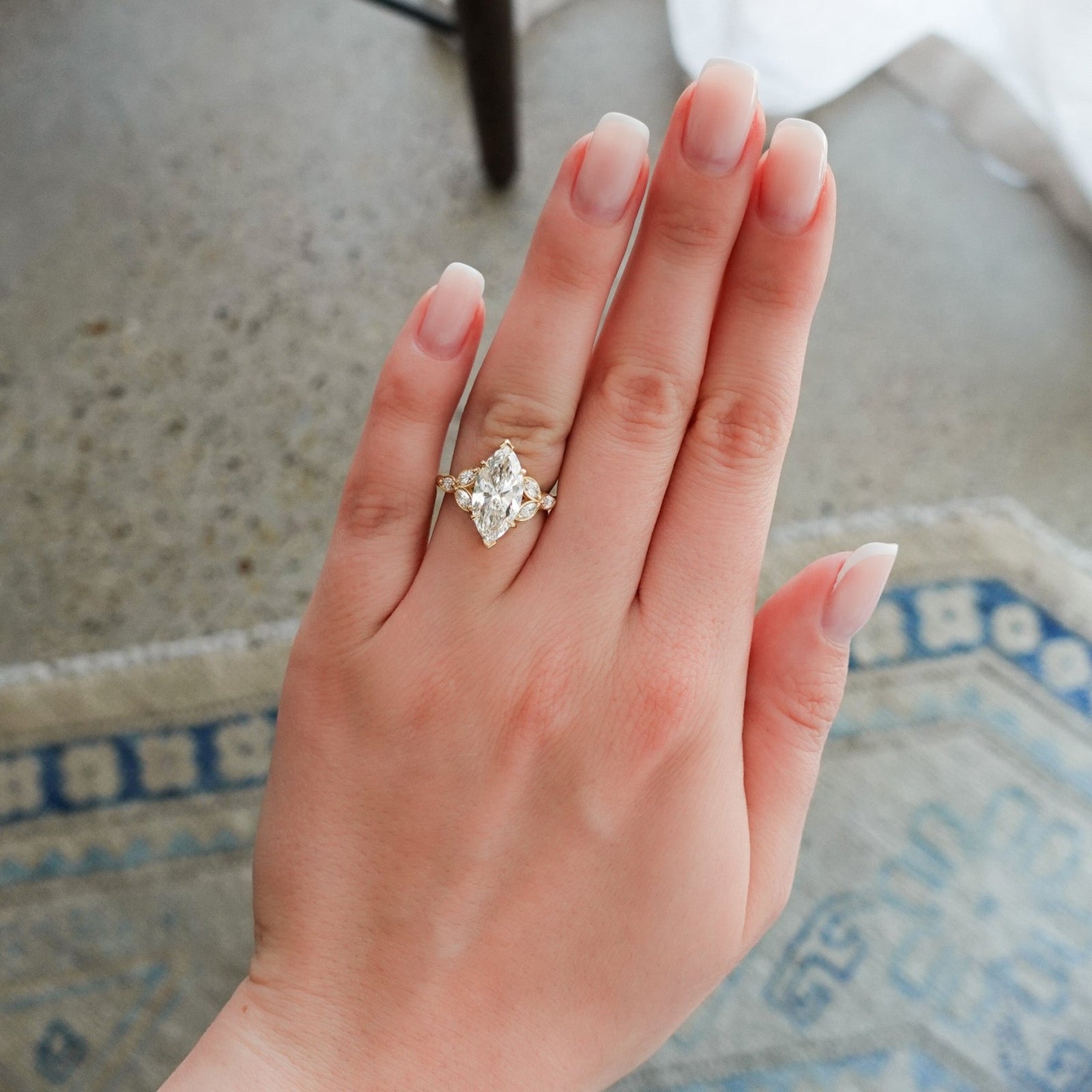 Laurel Engagement Ring set with 3.30ct Lab Grown Marquise Cut Diamond - GOODSTONE