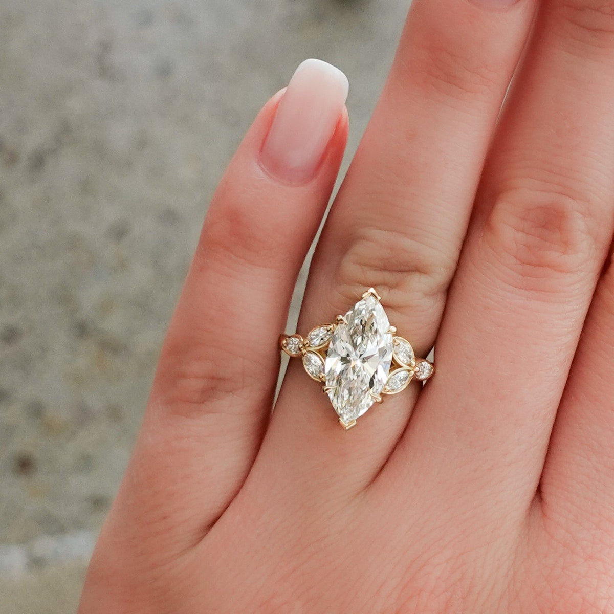 Laurel Engagement Ring set with 3.30ct Lab Grown Marquise Cut Diamond - GOODSTONE