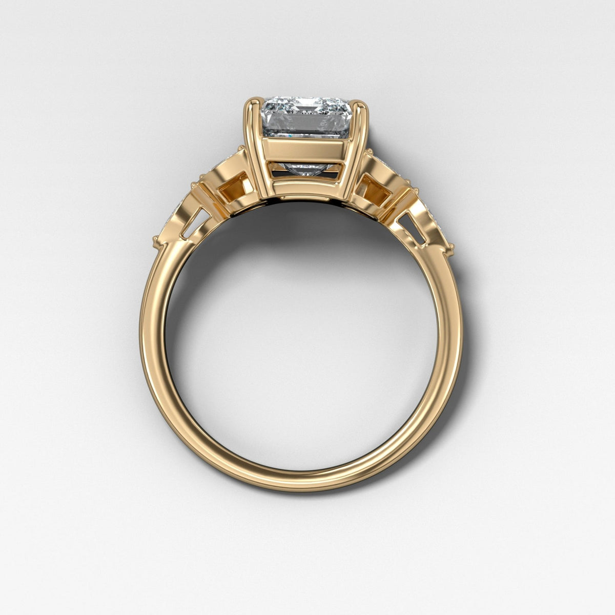Laurel Engagement Ring With North South Emerald Cut Diamond - GOODSTONE