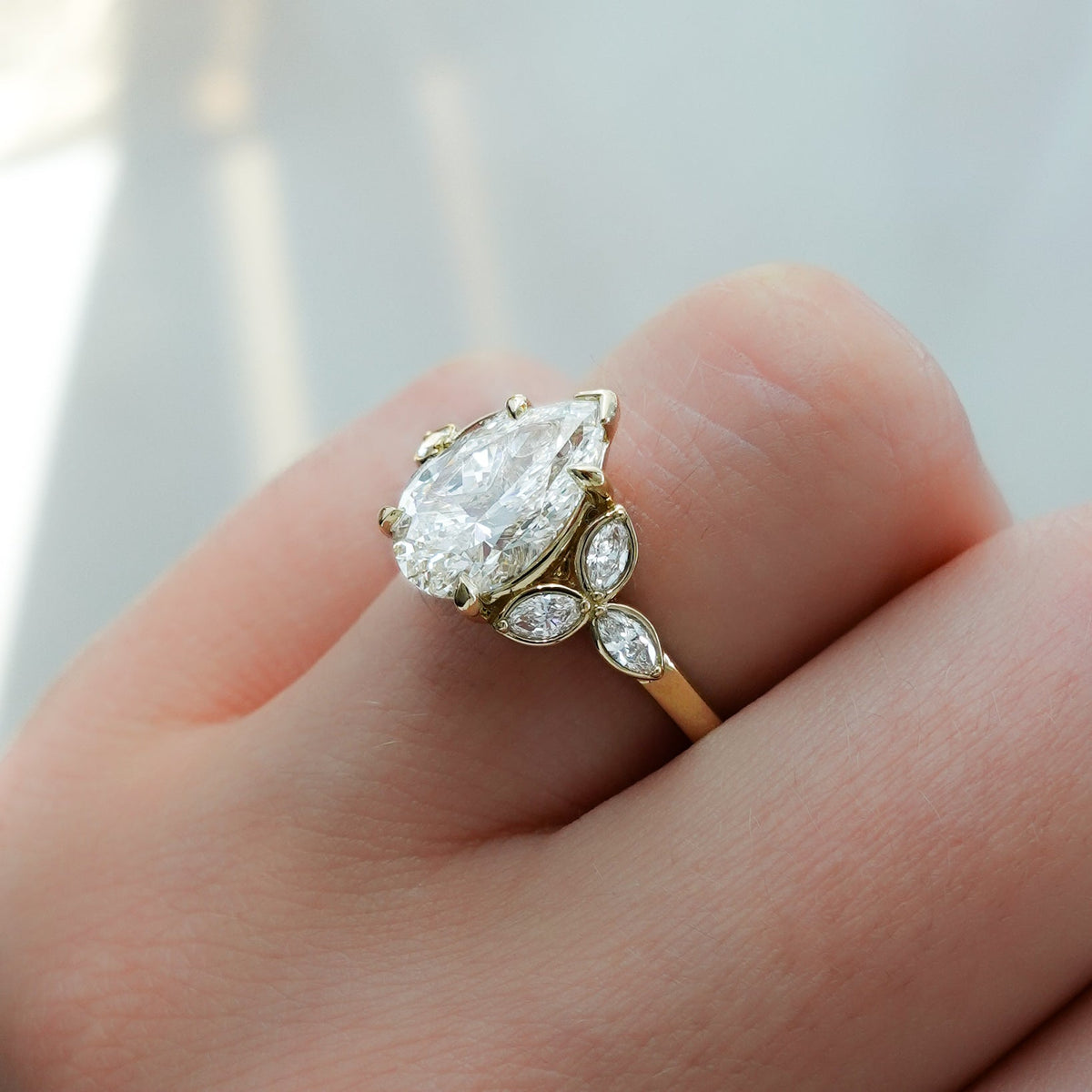Laurel Engagement Ring With Pear Cut Diamond - GOODSTONE