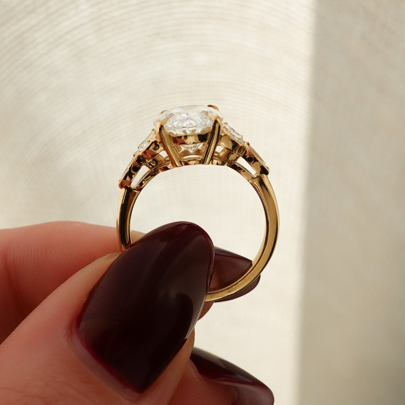 Laurel Ring With Oval Cut by Good Stone in Yellow Gold