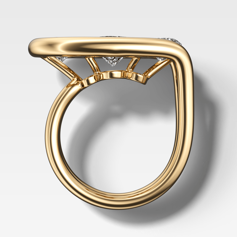 Looped Triad Engagement Ring With Oval Cut Diamonds
