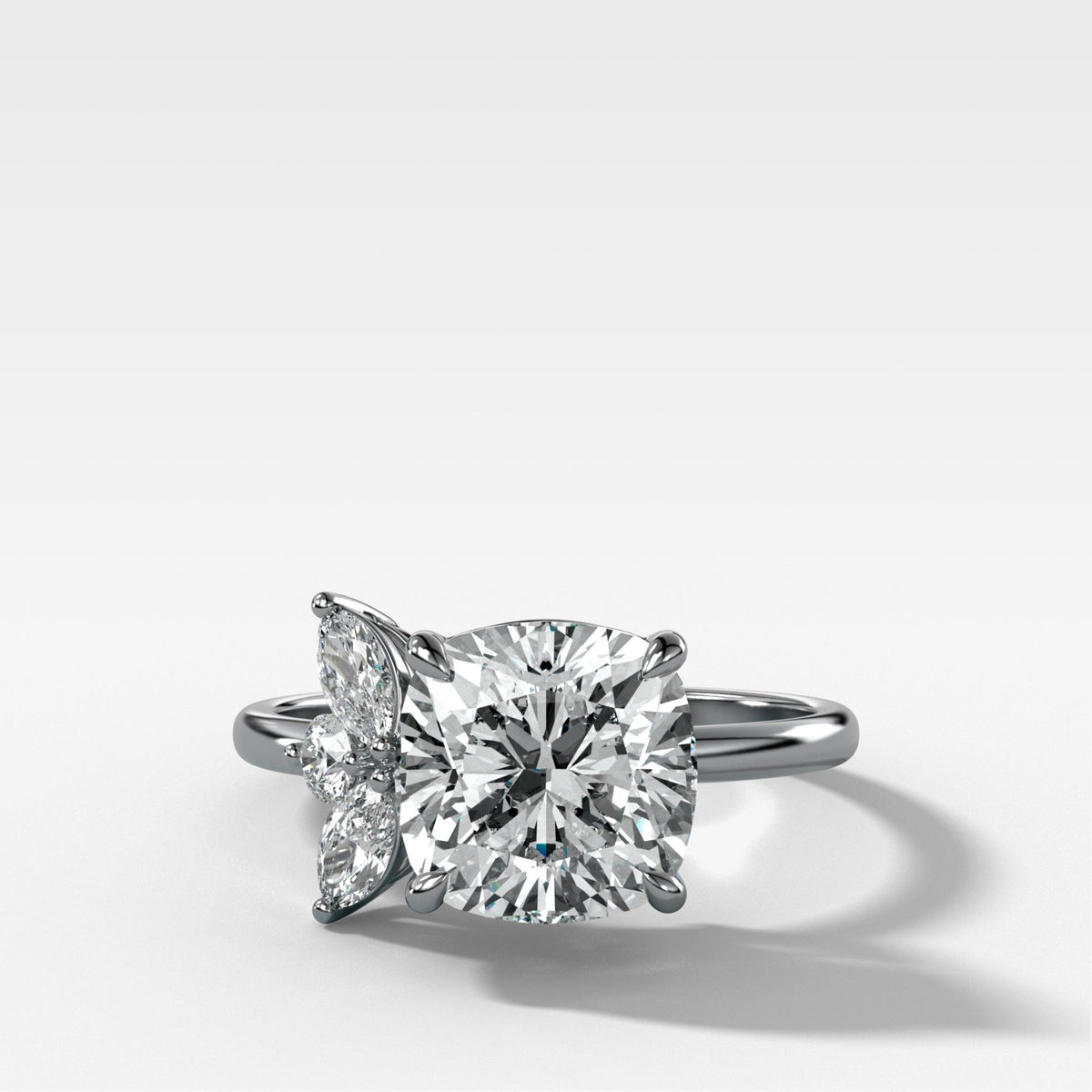 Lotus Engagement Ring With Cushion Cut Diamond - GOODSTONE