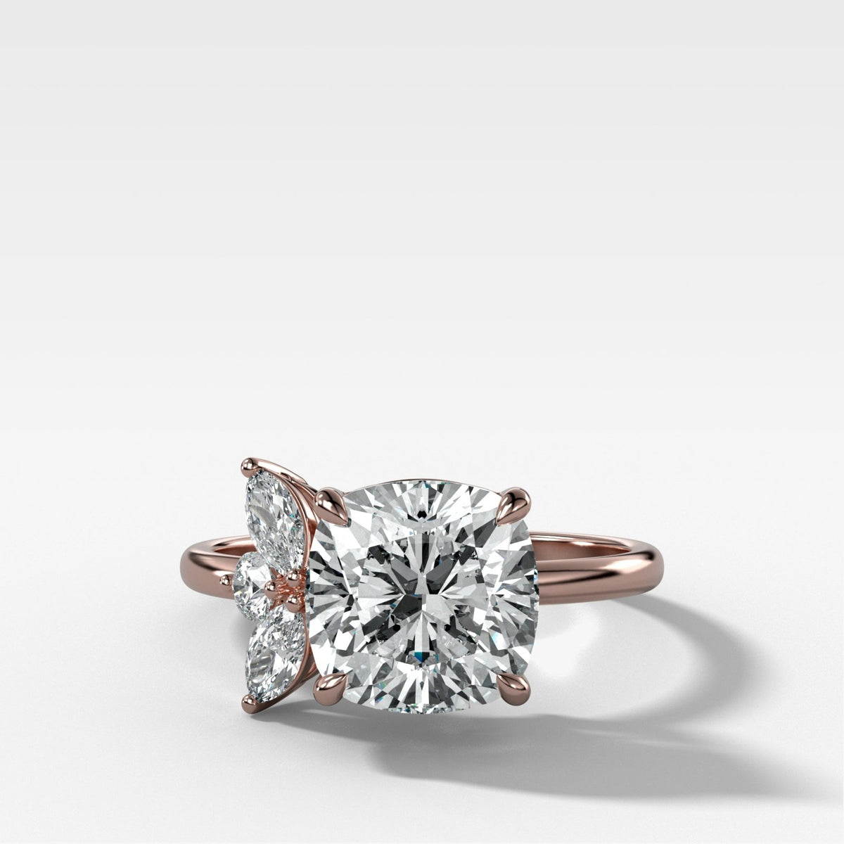 Lotus Engagement Ring With Cushion Cut Diamond - GOODSTONE