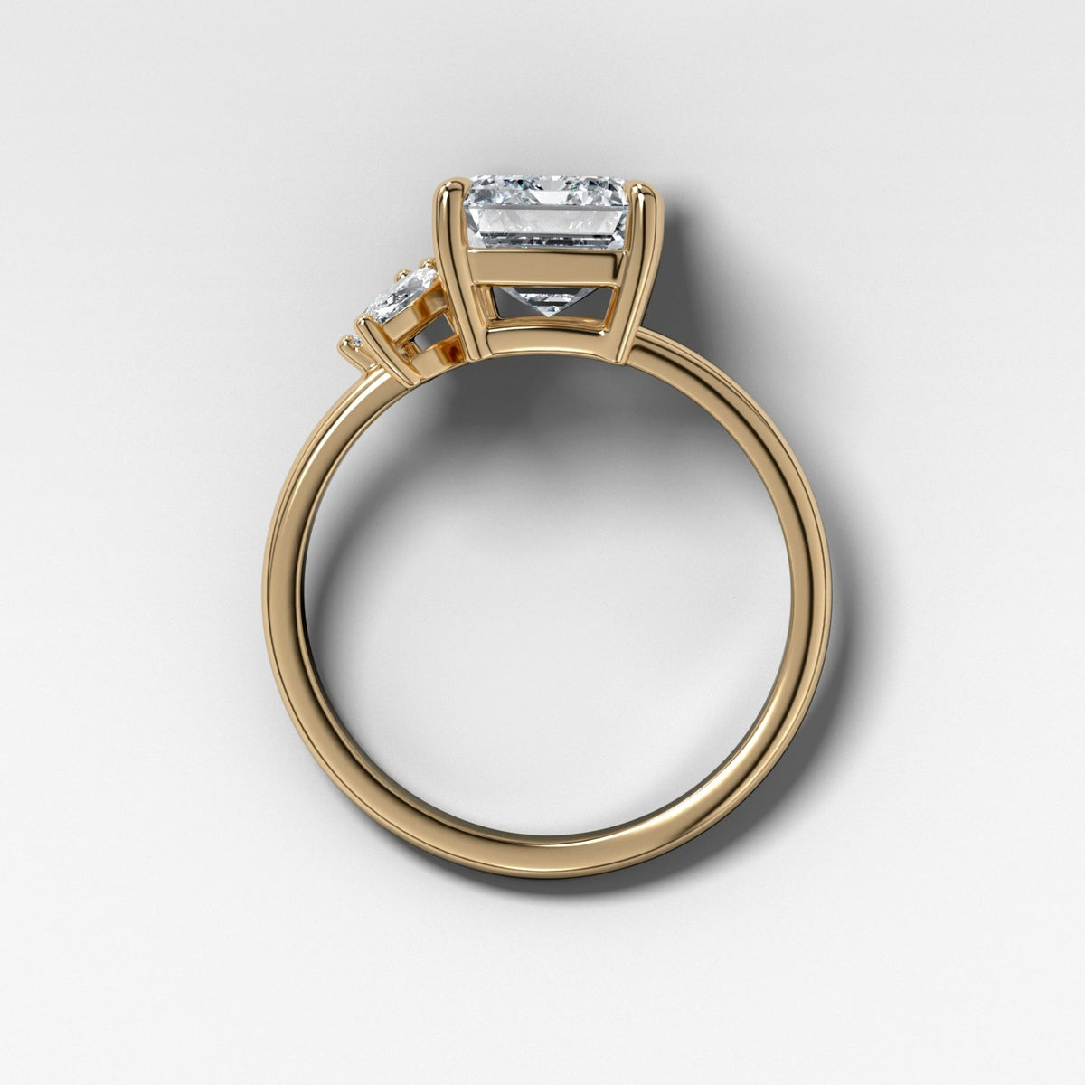 Lotus Engagement Ring With Emerald Cut Diamond - GOODSTONE