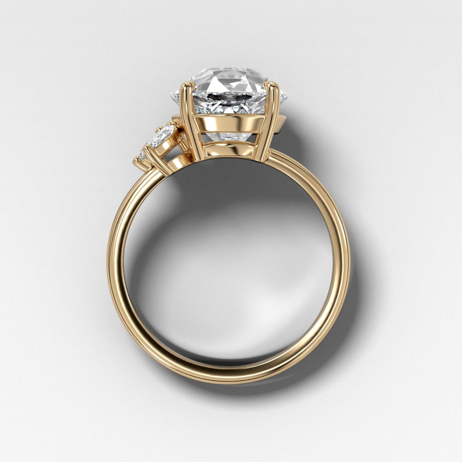 Lotus Engagement Ring With Old Euro Cut Diamond - GOODSTONE