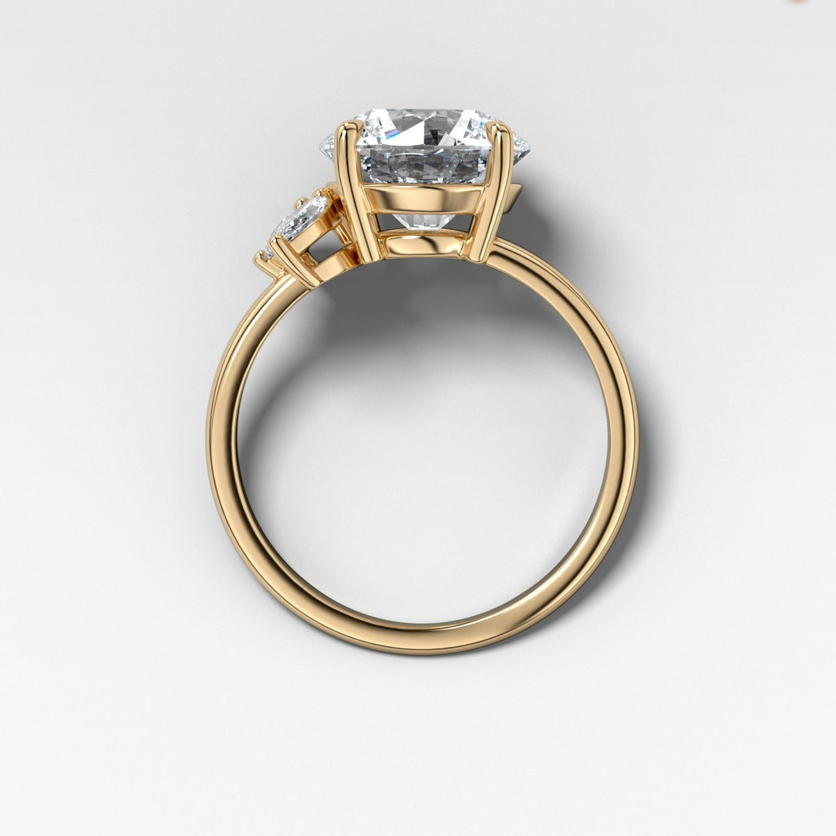 Lotus Engagement Ring With Round Cut Diamond - GOODSTONE