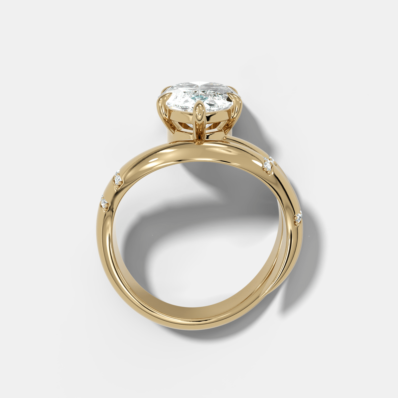 Marquise Cut Diamond Contoured Pavé Wrap Engagement Ring - GOODSTONE