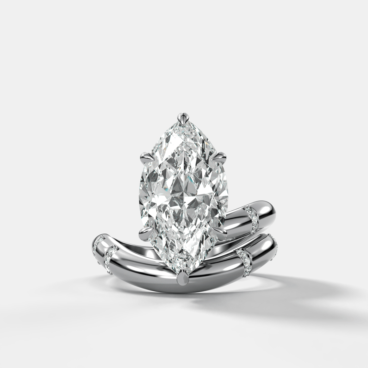 Marquise Cut Diamond Contoured Pavé Wrap Engagement Ring - GOODSTONE – White Gold / Platinum