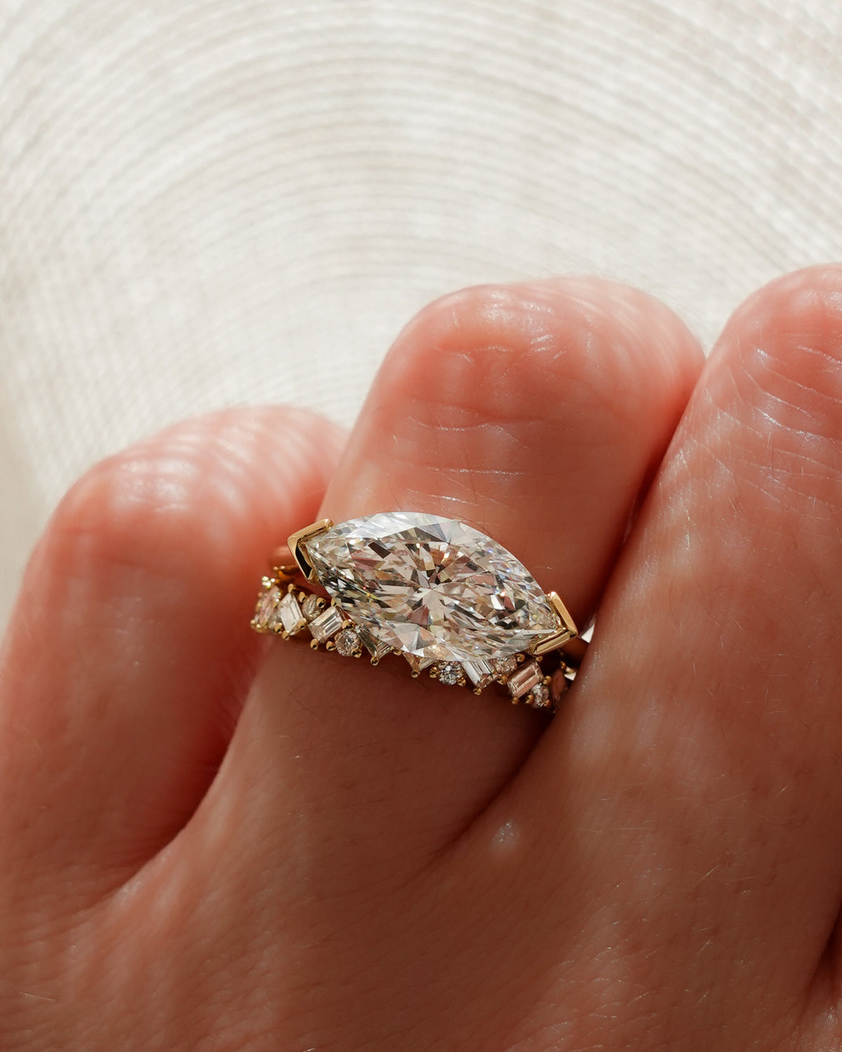 Baguette Diamond Medley Halfway Wedding Band