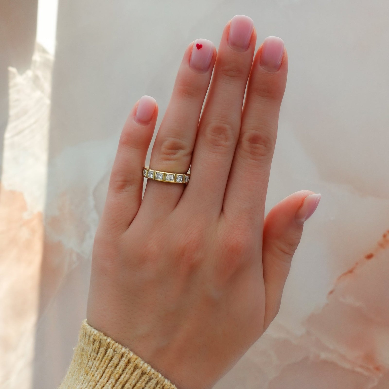 Midi Bezel Set Eternity Band With Princess Cuts - GOODSTONE