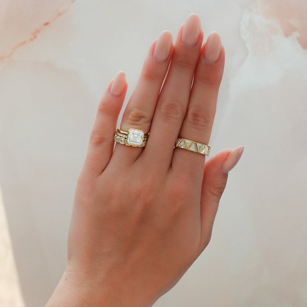 Midi Bezel Set Eternity Band With Trilliant Cuts - GOODSTONE