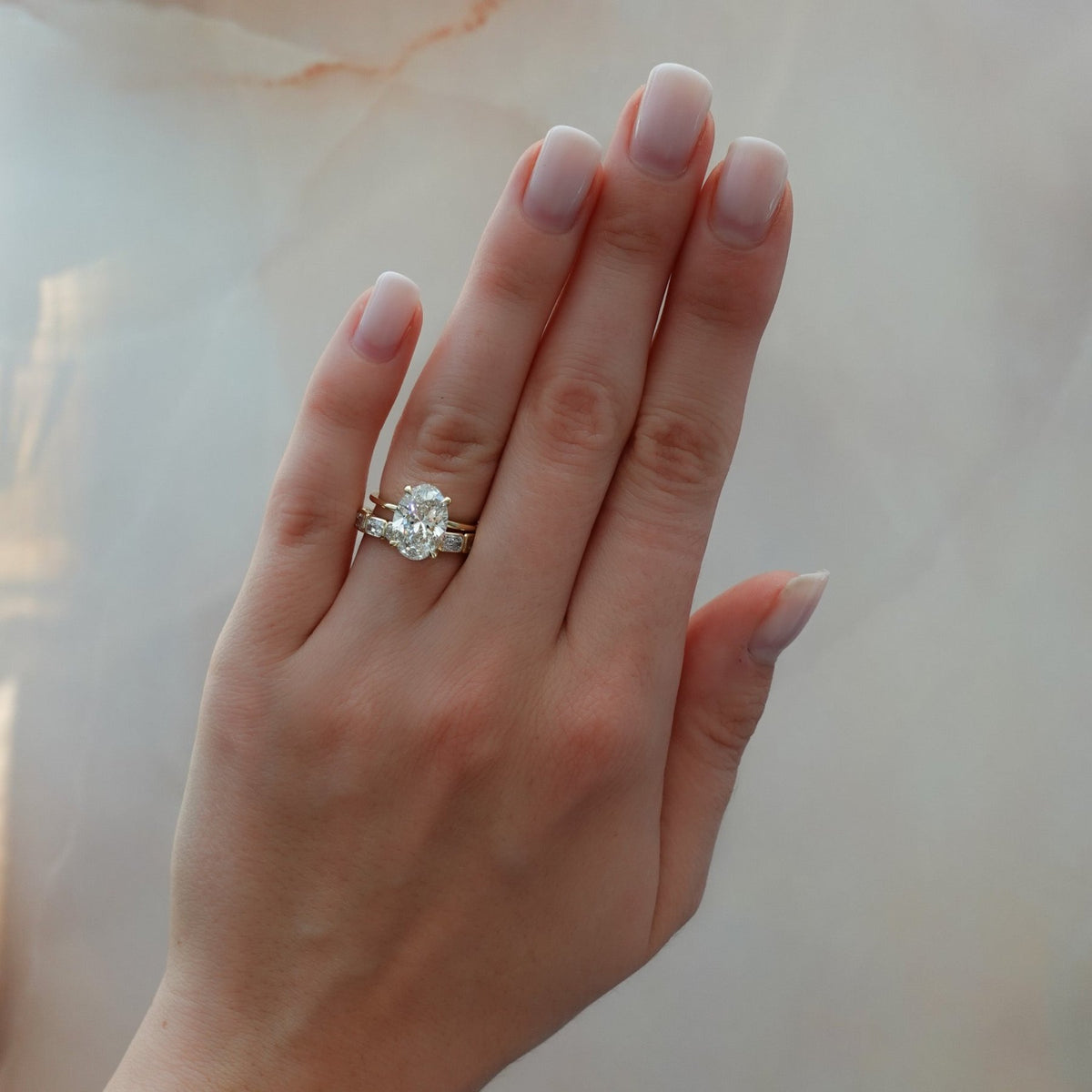 Midi Bezel Set Halfway Wedding Band With East West Radiant Cuts - GOODSTONE