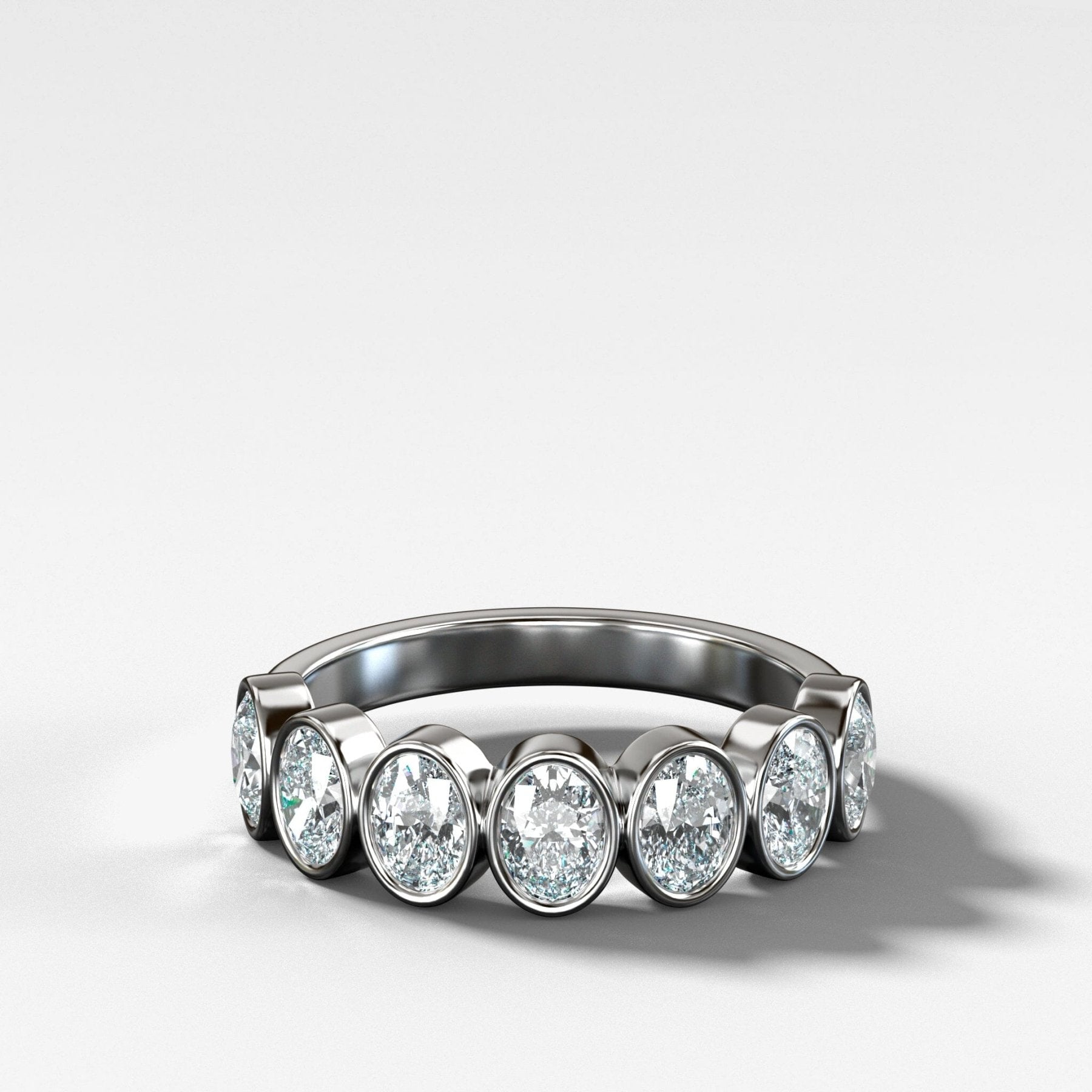 Midi Bezel Set Halfway Wedding Band With Oval Cuts - GOODSTONE