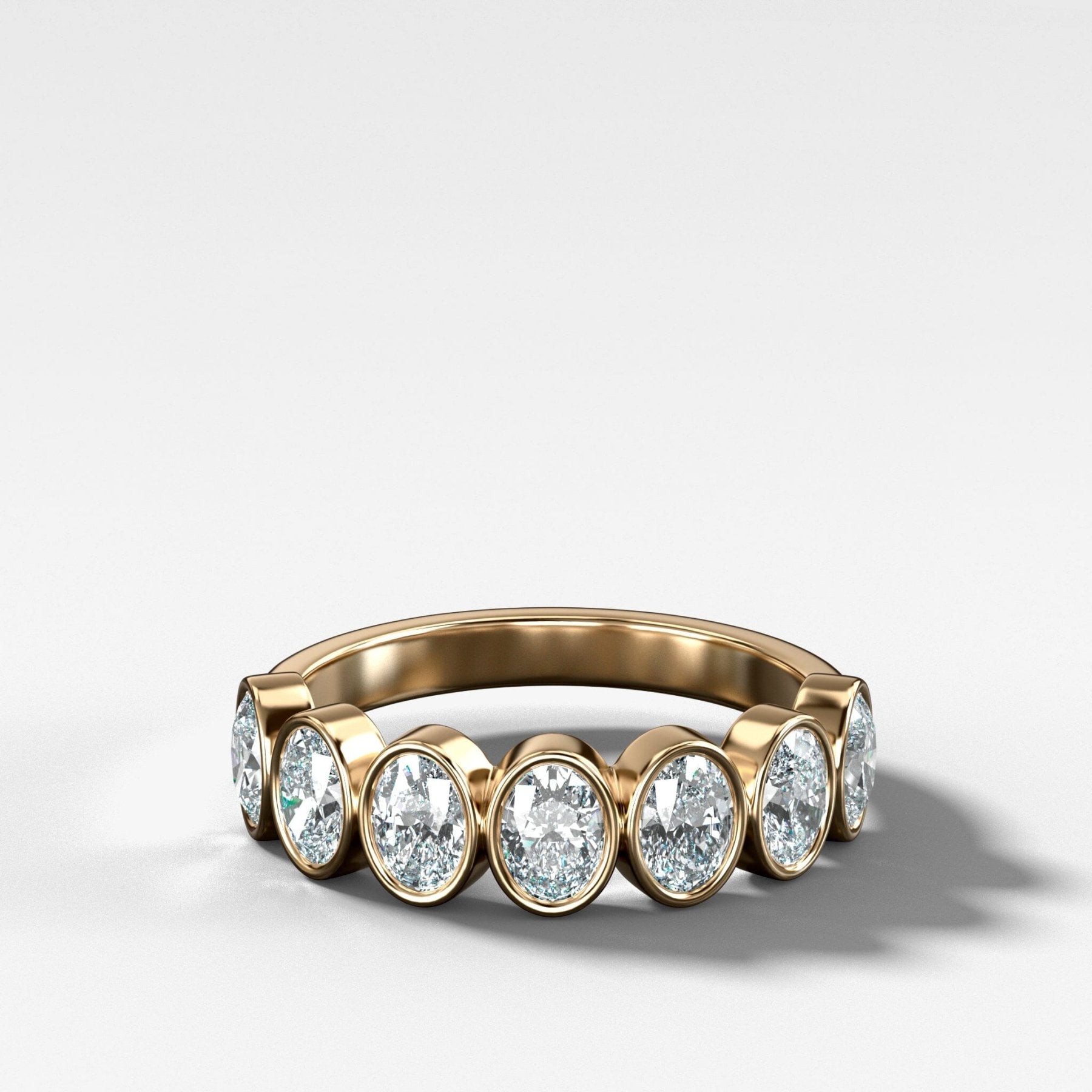 Midi Bezel Set Halfway Wedding Band With Oval Cuts - GOODSTONE